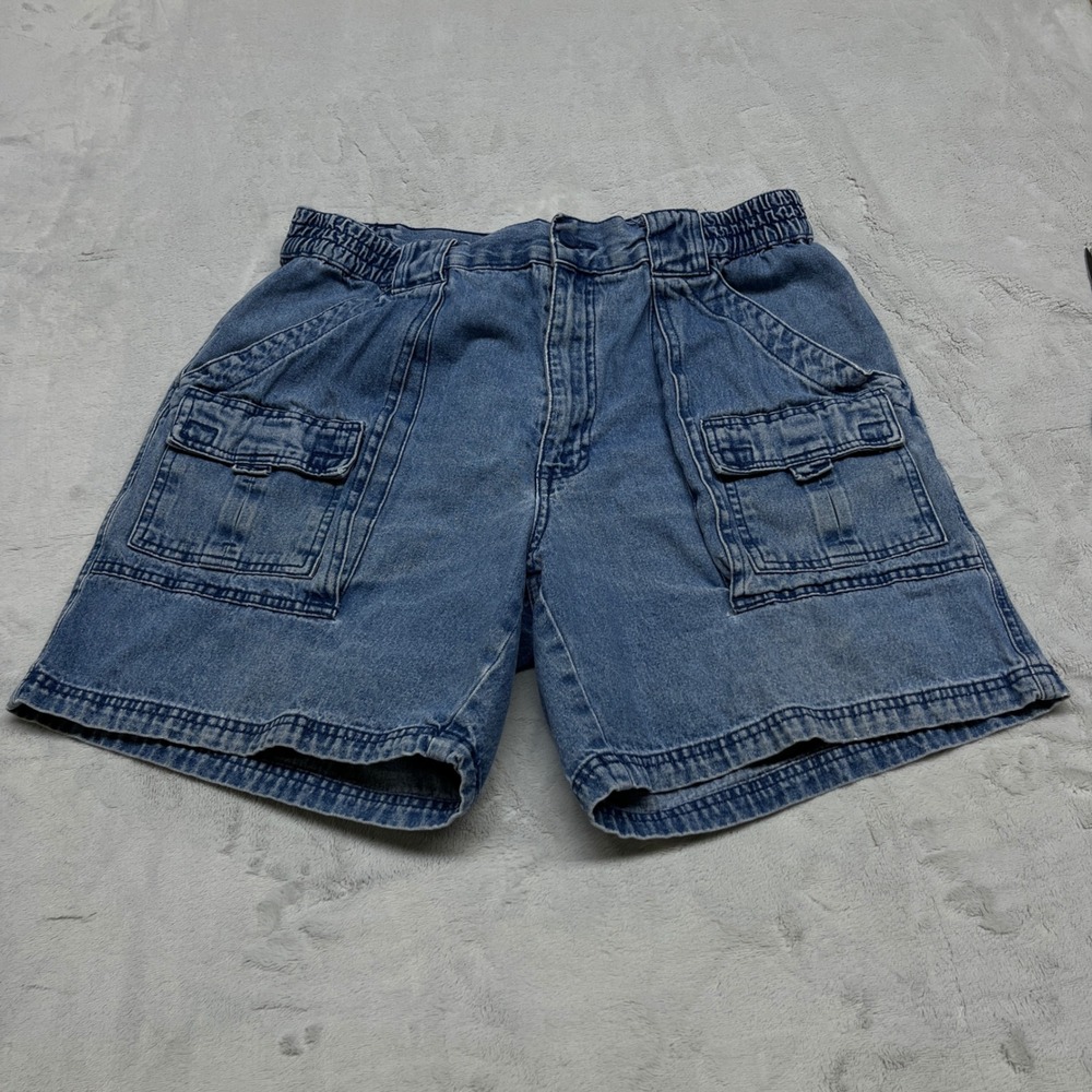 Sun River Mens Cargo Shorts 36 Blue Cotton Elastic Waist Utility‎ Outdoor
